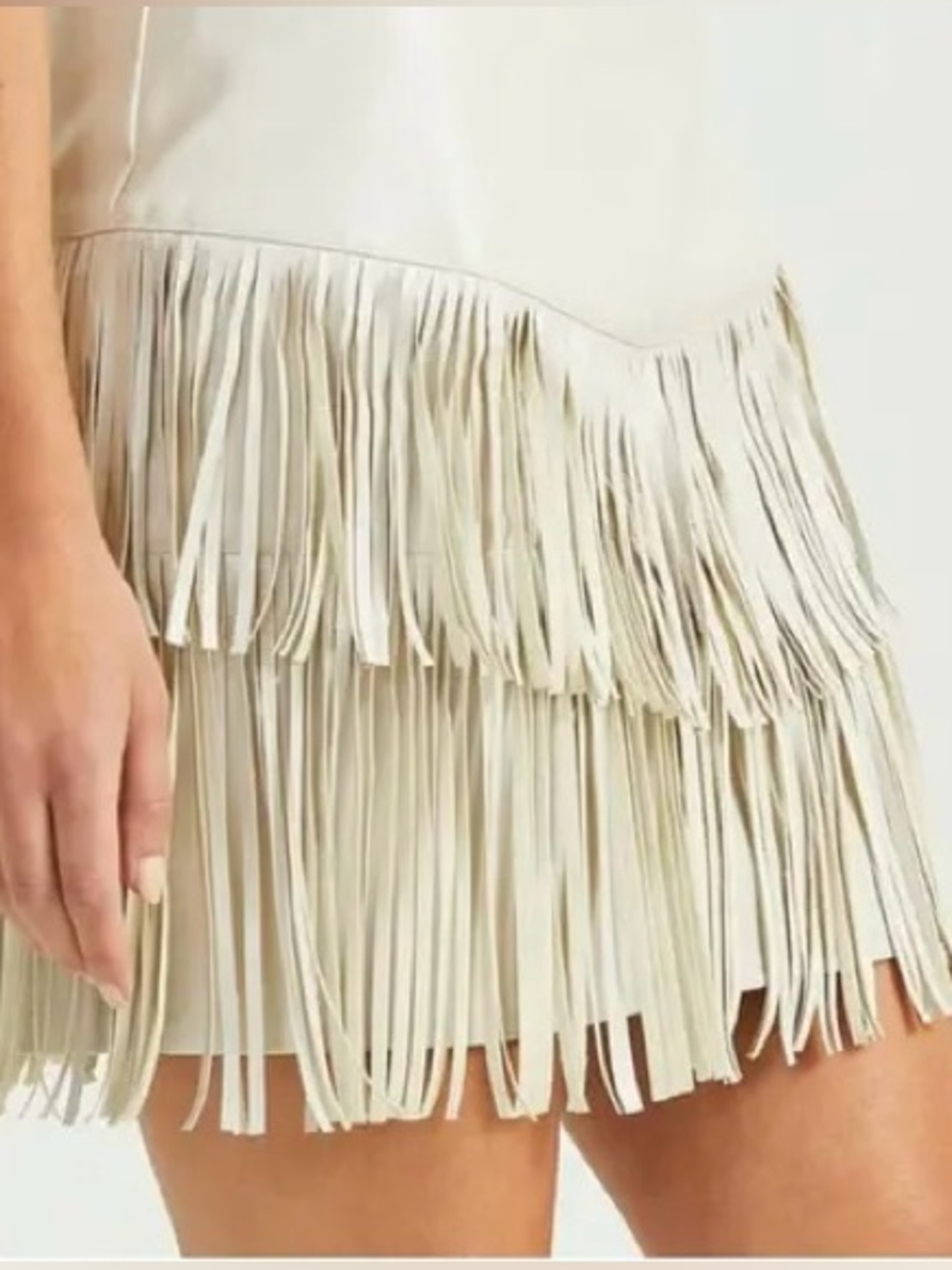 Altar’d State Faux Leather Fringe Mini Skirt Neutral Size S